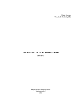 Official Records OEA/Ser.D/III.53 (English) ANNUAL REPORT OF