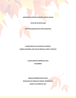 Universidad Distrital Francisco José De Caldas Facultad De Artes Asab Proyecto Curricular De Artes Musicales La Resistencia De