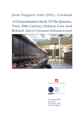 (JSU), Corsham a Characterisation Study of the Quarries, Their 20Th