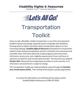 2019 Transportation Toolkit