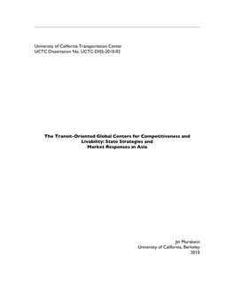 University of California Transportation Center UCTC Dissertation No