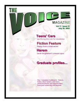 THE VOICE Jul 30, 2003 Volume 11, Issue 31