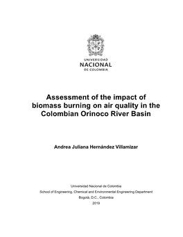Assessment of the Impact of Biomass Burning on Air Quality in the Colombian Orinoco River Basin