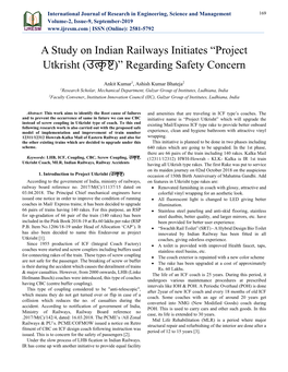 A Study on Indian Railways Initiates “Project Utkrisht (उत्कृष्ट)” Regarding Safety Concern