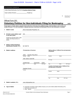 Petition for Non-Individuals Filing for Bankruptcy 04/20