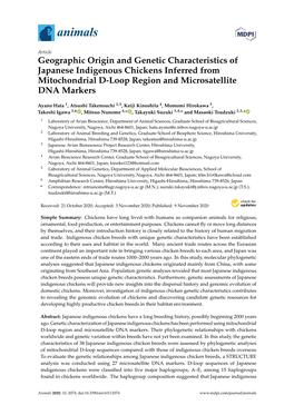 Geographic Origin and Genetic Characteristics of Japanese Indigenous Chickens Inferred from Mitochondrial D-Loop Region and Microsatellite DNA Markers