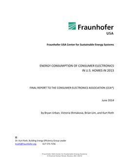 Energy Consumption of Consumer Electronics in U.S