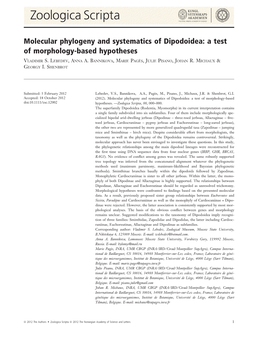 Molecular Phylogeny and Systematics of Dipodoidea: a Test of Morphology-Based Hypotheses