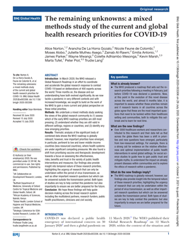 A Mixed Methods Study of the Current and Global Health Research