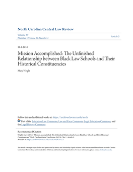 The Unfinished Relationship Between Black Law Schools and Their Historical Constituencies