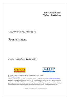 Latest Press Release Gallup Pakistan