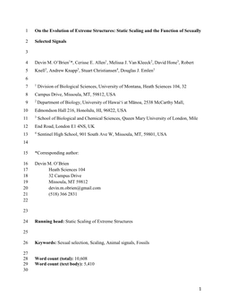 Static Scaling and the Function of Sexually 1 Selected Signals 2 3