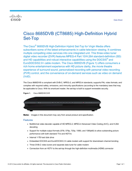 Cisco 8685DVB (CT8685) High-Definition Hybrid Set-Top