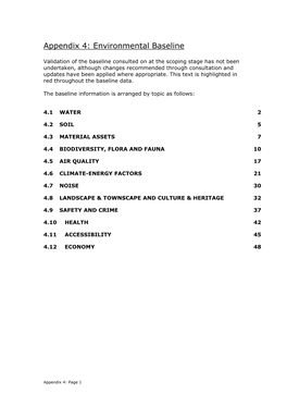 Appendix 4: Environmental Baseline