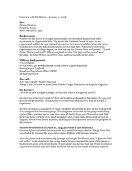 Interview with Ed Waters – January 2, 2008 Bio: Edward Waters Houston