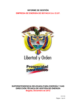 Informe Ejecutivo De Gestión Empresa De Energía De Boyacá S.A. E.S.P