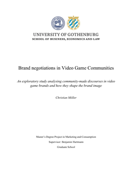 Brand Negotiations in Video Game Communities