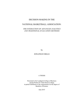 Decision-Making in the National Basketball Association