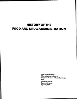 FDA Oral History, Yakowitz