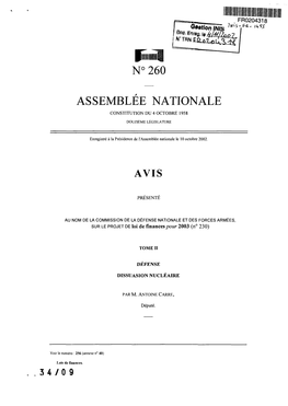 No 260 R ASSEMBLEE NATIONALE CONSTITUTION DU 4 OCTOBRE 1958