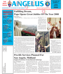 INSIDE Fulfilling Dream, Pope Opens Great Jubilee of the Year 2000 Annual March for by John Thavis Catholic News Service That Offers Salvation to All Life, P