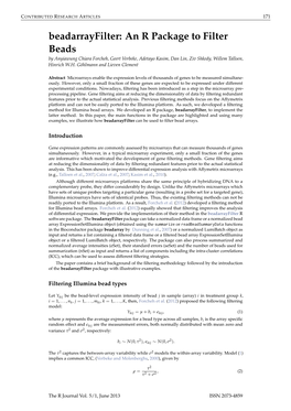 An R Package to Filter Beads by Anyiawung Chiara Forcheh, Geert Verbeke, Adetayo Kasim, Dan Lin, Ziv Shkedy, Willem Talloen, Hinrich W.H