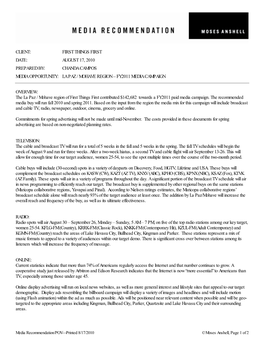 Client: First Things First Date: August 17, 2010 Prepared By: Chanda Campos Media Opportunity: La Paz / Mohave Region – Fy2011 Media Campaign