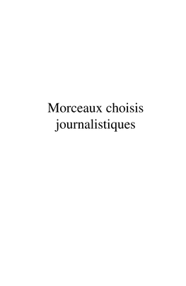 Morceaux Choisis Journalistiques