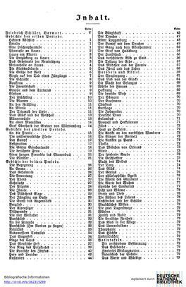 3 N H a L T . Friedrich Schiller. Vorwort V Gedichte Der Ersten Periode