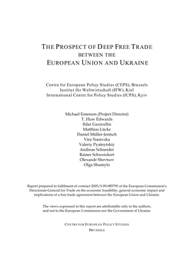 The Prospect of Deep Free Trade European Union and Ukraine