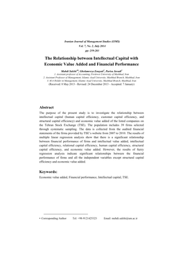 The Relationship Between Intellectual Capital with Economic Value Added and Financial Performance