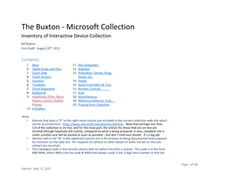 The Buxton - Microsoft Collection Inventory of Interactive Device Collection