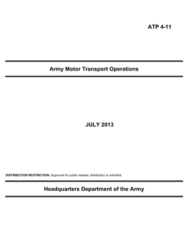 ATP 4-11 Army Motor Transport Operations JULY 2013