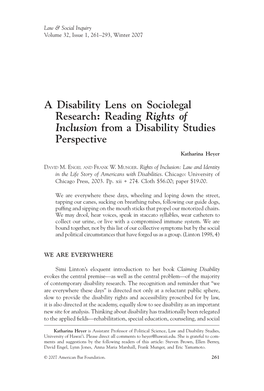 Reading Rights of Inclusion from a Disability Studies Perspective