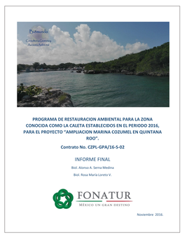 “AMPLIACION MARINA COZUMEL EN QUINTANA ROO”. Contrato No