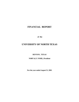 Financial Report University of North Texas