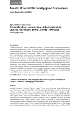 Annales Universitatis Paedagogicae Cracoviensis Studia Geographica VII (2014)