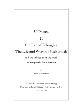50 Poems & the Fire of Belonging: the Life and Work of Mick Imlah