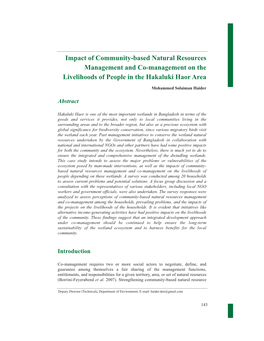 Impact of Community-Based Natural Resources Management and Co-Management on the Livelihoods of People in the Hakaluki Haor Area