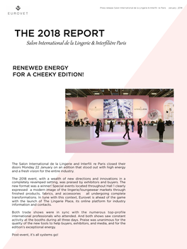 THE 2018 REPORT Salon Inter�Ational De La Lingerie & Interﬁlière Paris