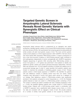 Targeted Genetic Screen in Amyotrophic Lateral Sclerosis Reveals Novel Genetic Variants with Synergistic Effect on Clinical Phenotype