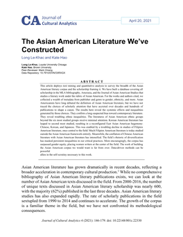 The Asian American Literature We've Constructed