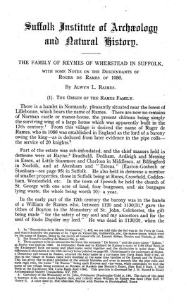 The Family of Reymes of Wherstead in Suffolk A. L. Raimes