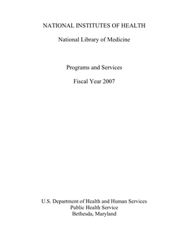 Programs and Services FY2007