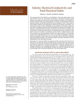 Salinity: Electrical Conductivity and Total Dissolved Solids