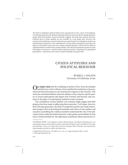 Citizen Attitudes and Political Behavior