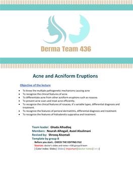 Acne and Acniform Eruptions