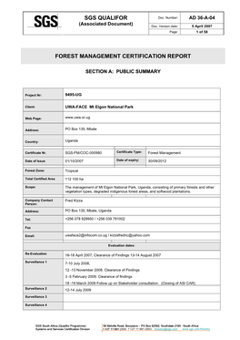 Sgs Qualifor Forest Management Certification