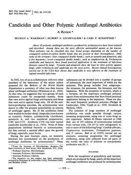 Candicidin and Other Polyenic Antifungal Antibiotics a Review *