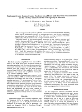 Heat Capacity and Thermodynamic Functions for Gehlenite and Staurolite